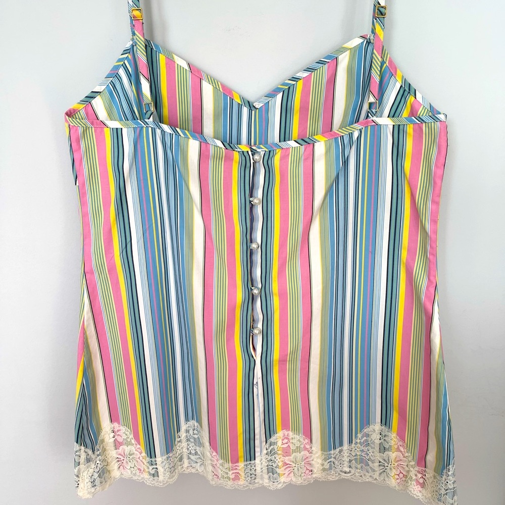 Stripped/floral camisole style top. - Picture 2 of 4